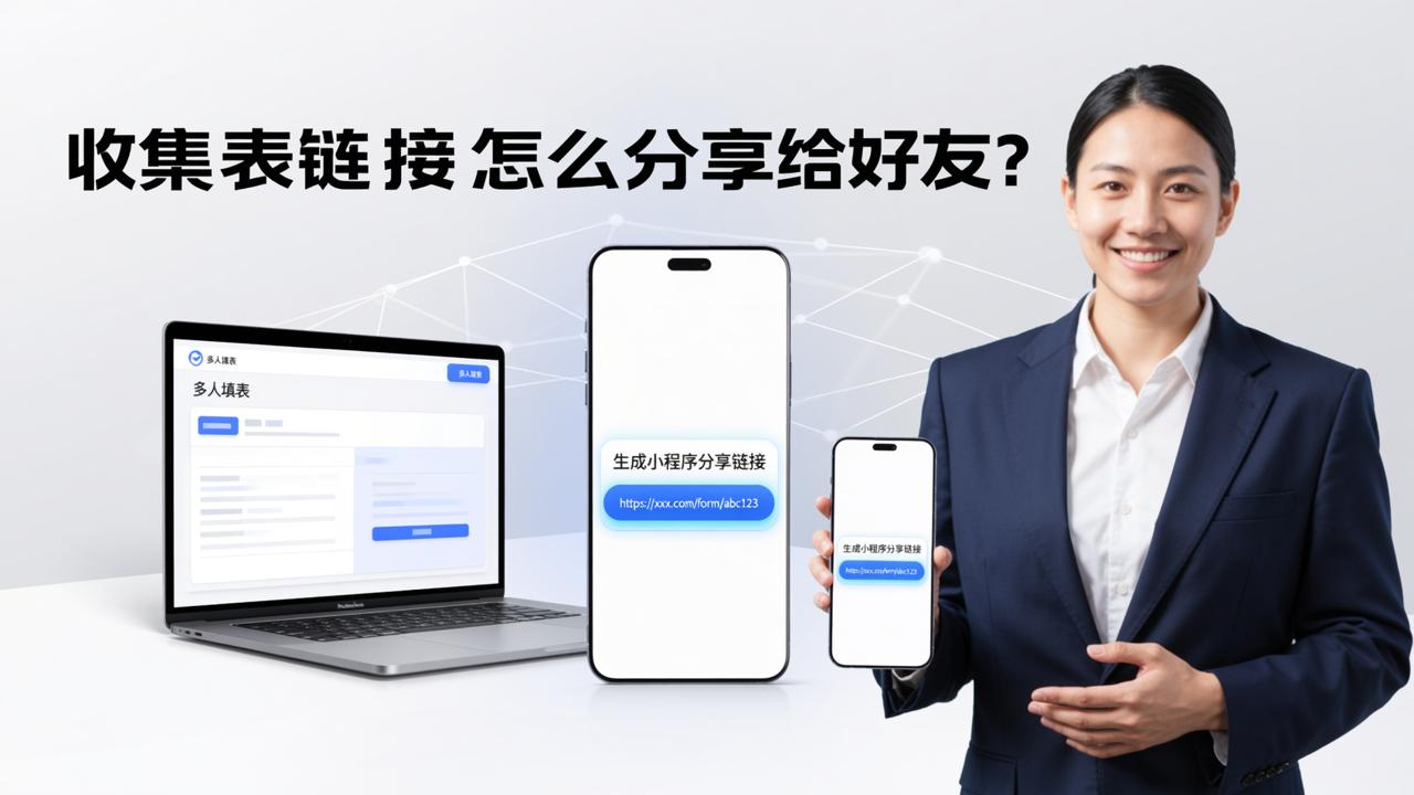 收集表链接怎么分享给好友？「多人填表」生成分享链接，网页聊天公众号都能发