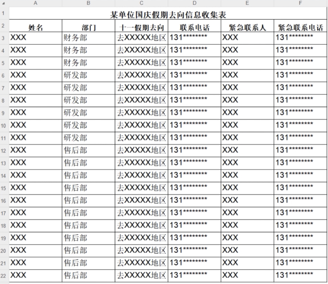 多人填表|用多人填表快速收集十一假期去向表插图19